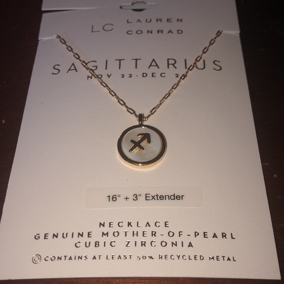 LC Lauren Conrad Jewelry - NWT LC Lauren Conrad Sagittarius Genuine Mother of Pearl and CZ Golden Necklace